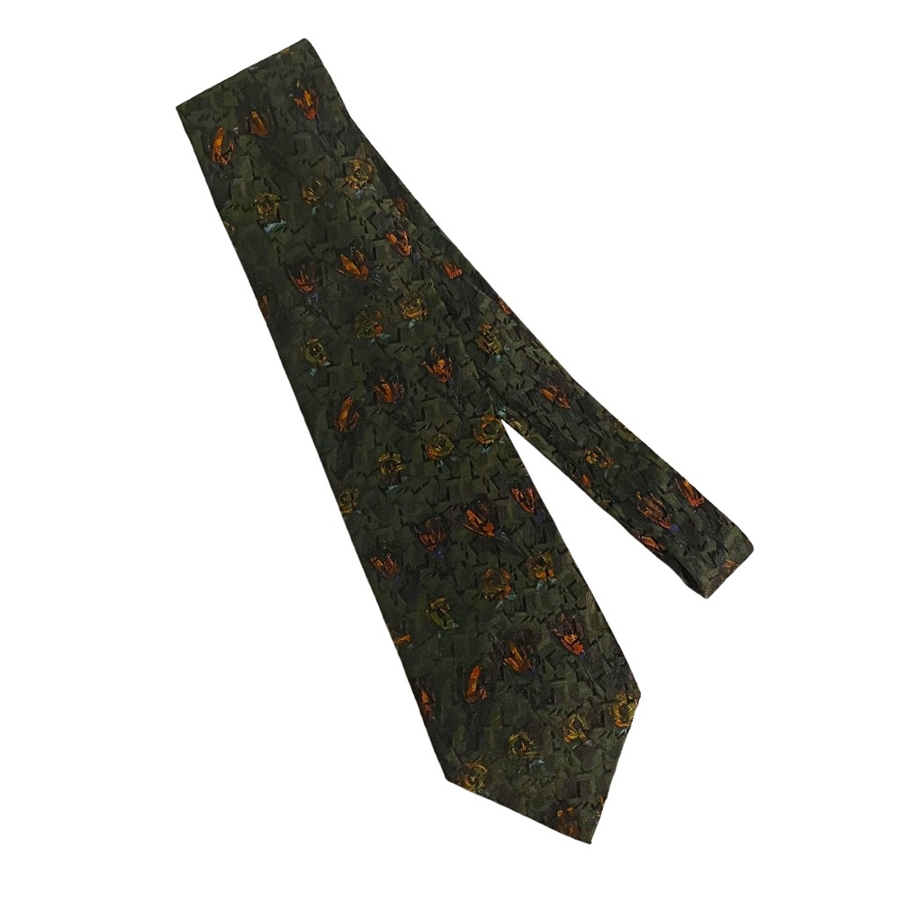 Ermenegildo‎ Zegna Metallic Abstract Floral Silk Neck Tie
